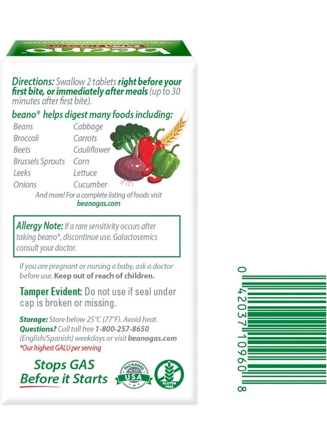 Beano Food Enzyme Dietary Supplement | Help Digest Gas-Causing Foods | 150 Tablets - Image 2